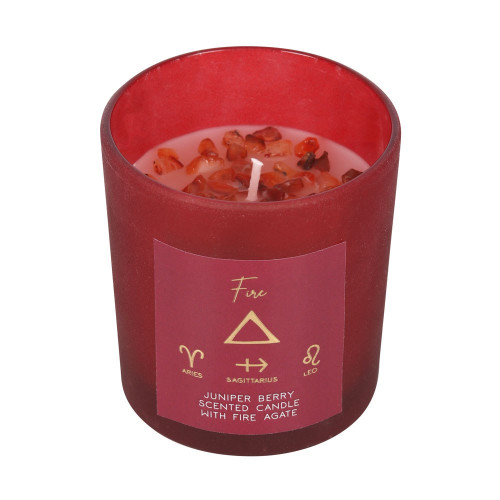 Fire Element Juniper Berry Crystal Chip Candle