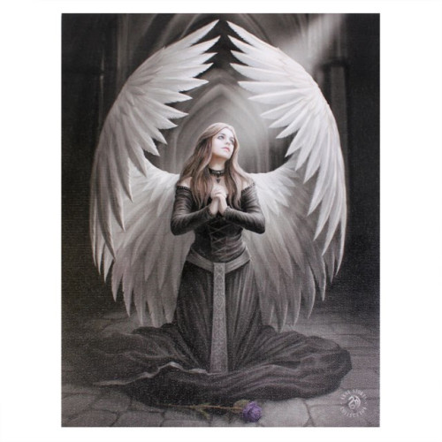 Prayer For The Fallen Angel Canvas Plaque by Anne Stokes